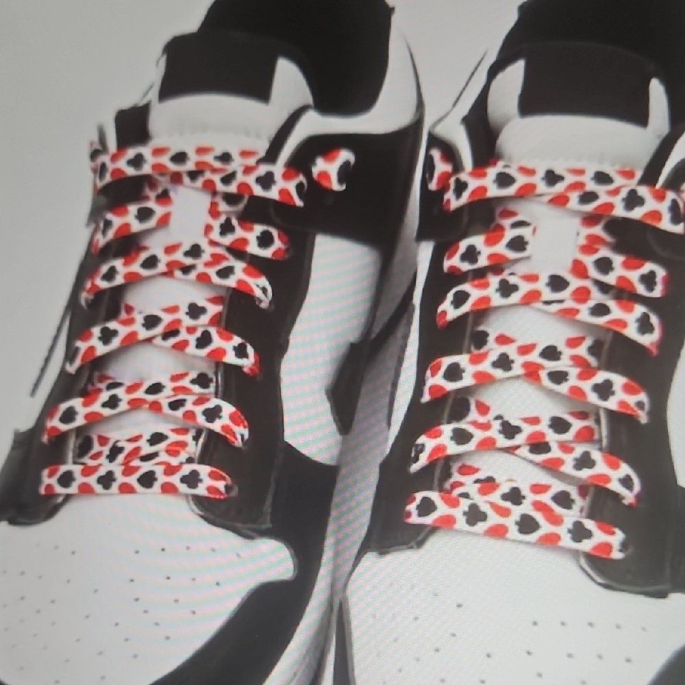 Designer Red and Black  Club Shaped Athletic Shoe Laces. Unisex**